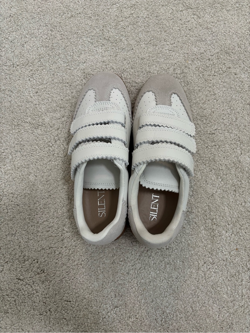 Silent D Women's Beige & White Velcro Sneakers